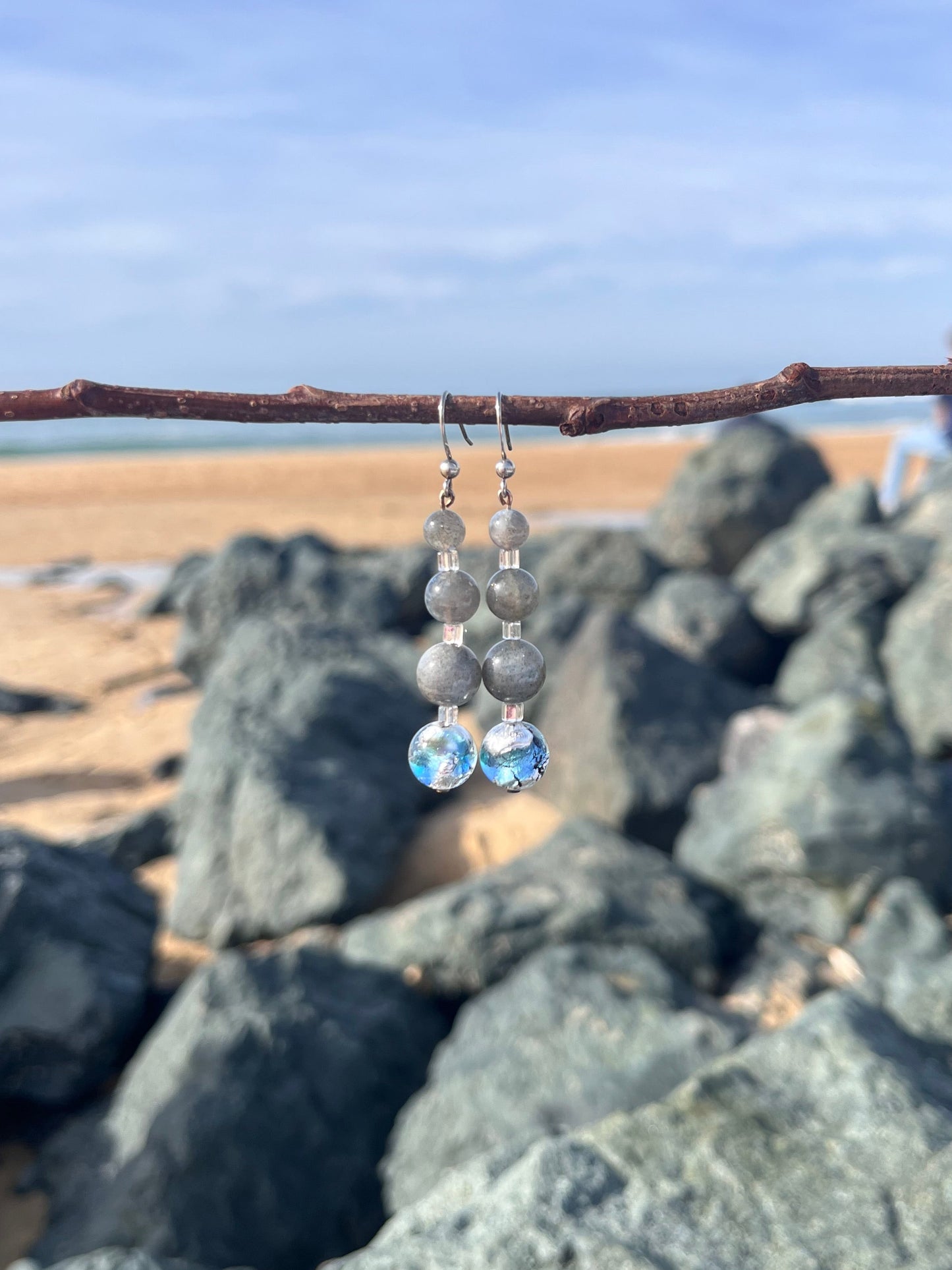 Boucles Pendantes Labradorite · Murano lagon