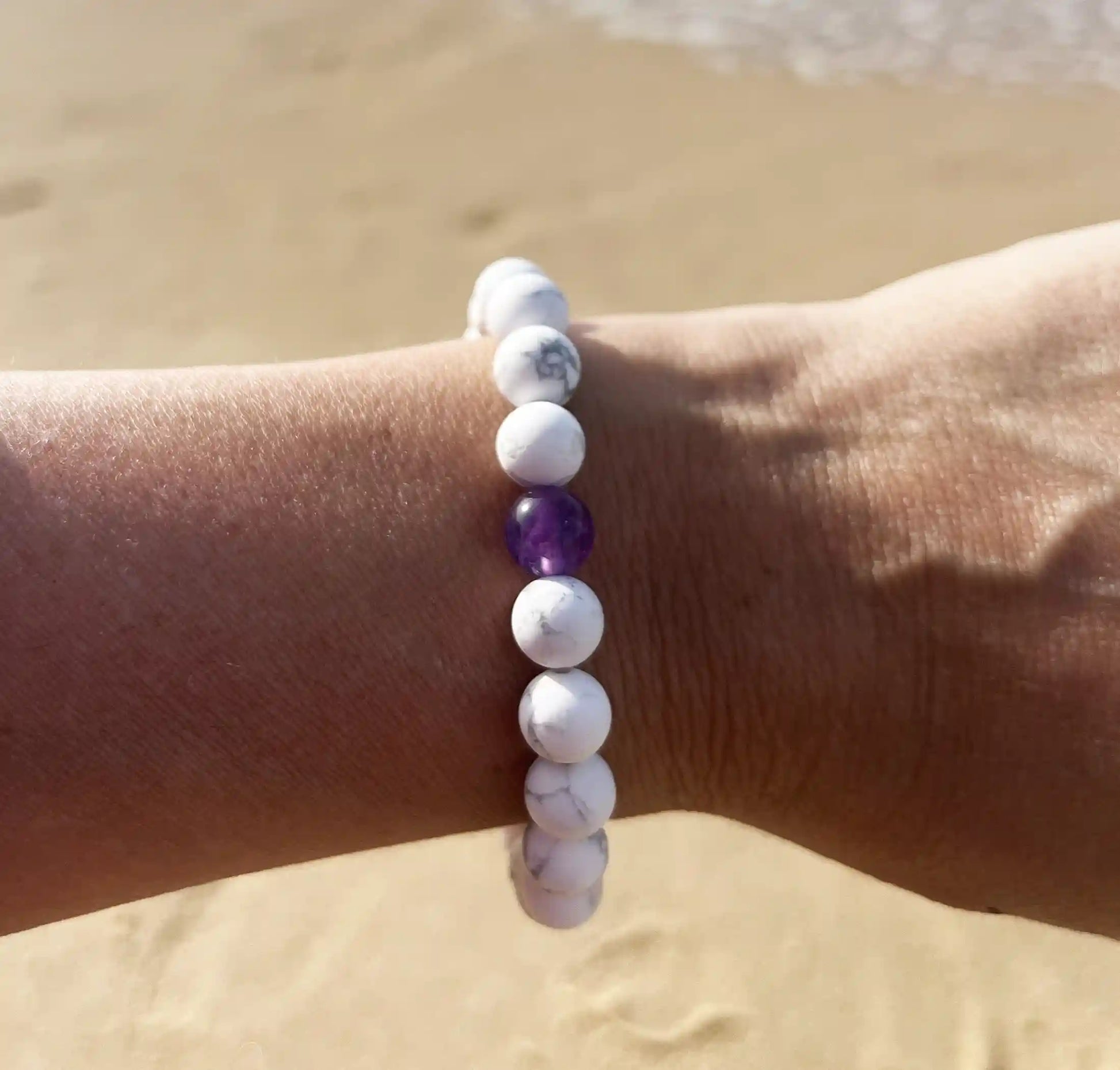 bracelet de perles blanche
