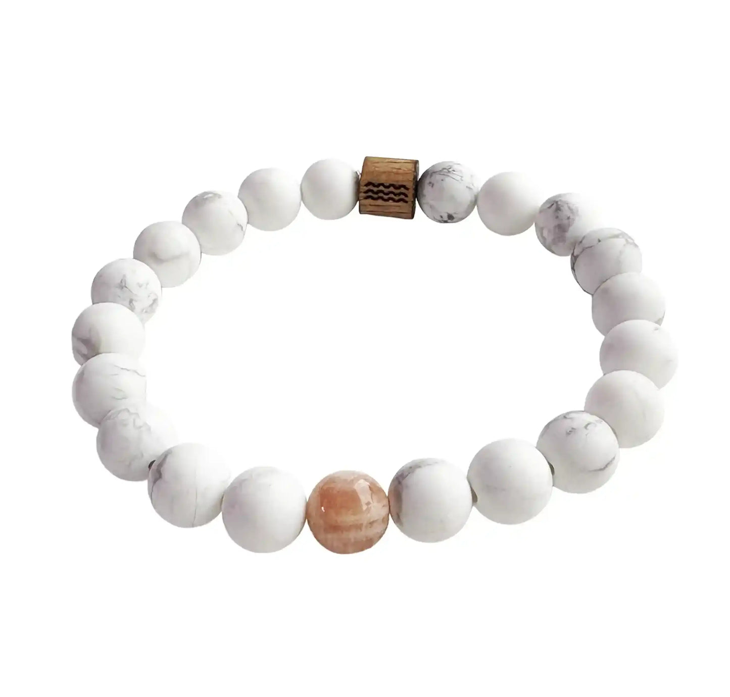 bracelet de perles blanche avec une perle orange au centre