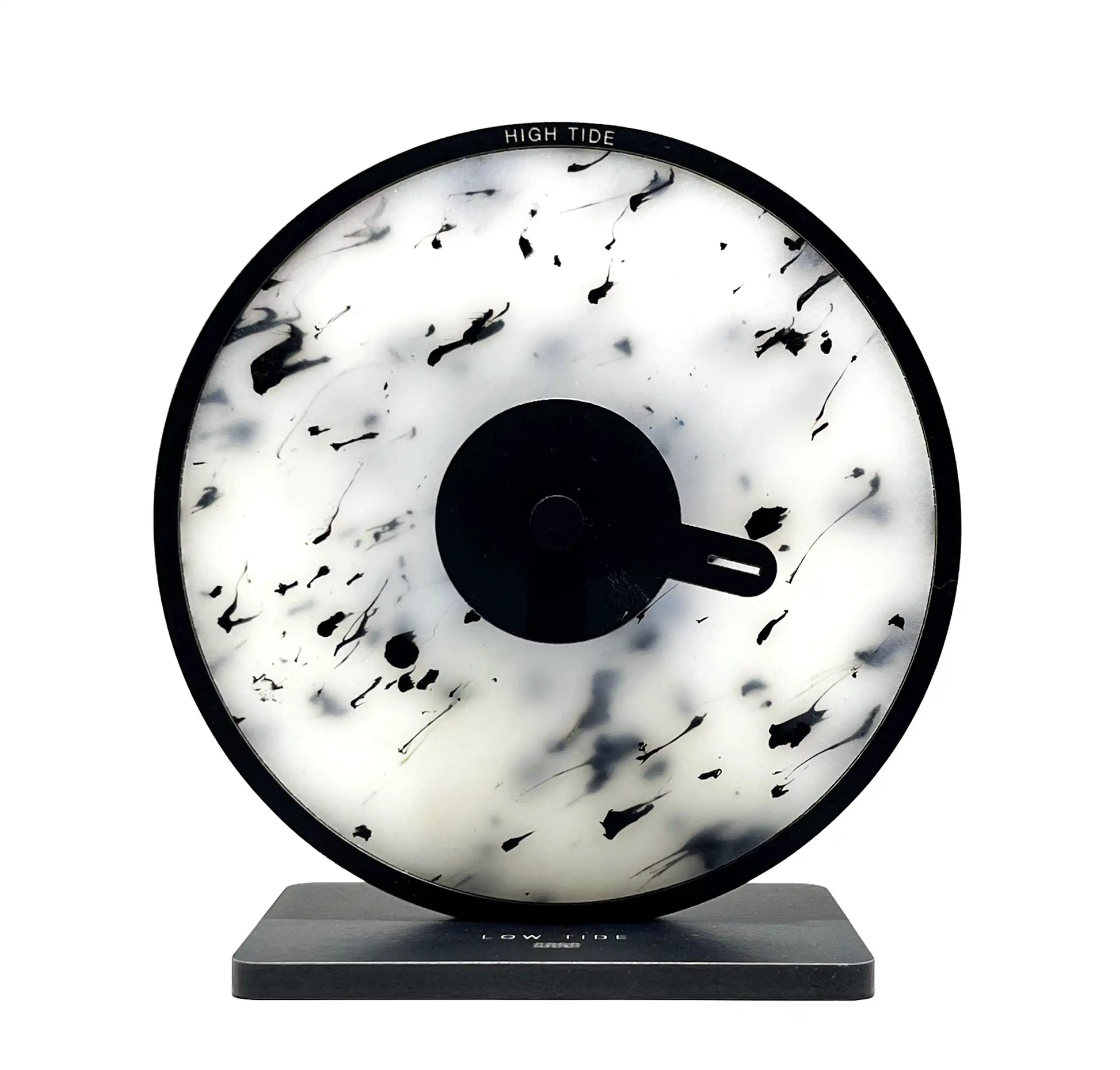 horloge des marées noir et blanc design sur pied